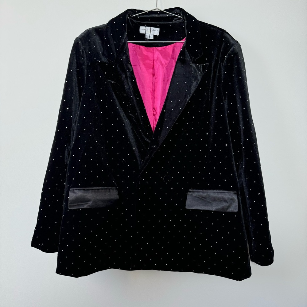 Never Fully Dressed Black Velvet Jacket with Pink Lining - Picture 5 of 13